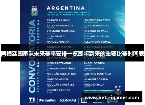 阿根廷国家队未来赛事安排一览即将到来的重要比赛时间表 阿根廷国家队未来赛事安排一览即将到来的重要比赛时间表